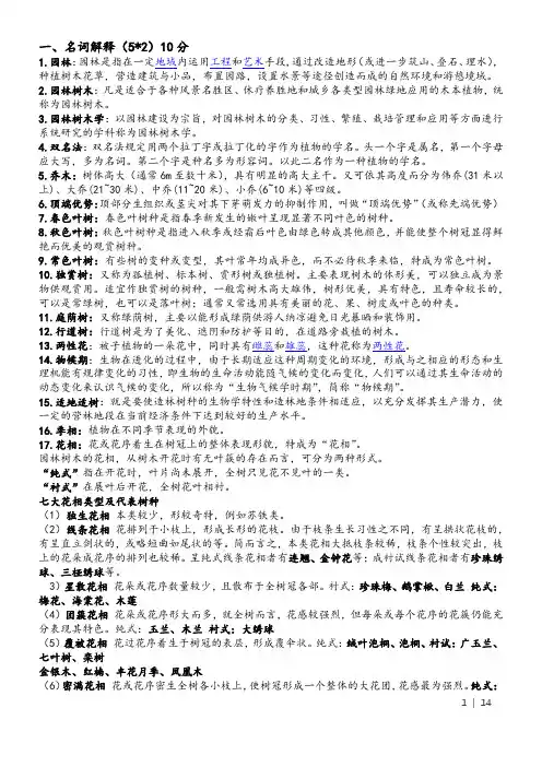 园林树木学考试重点(山建大)