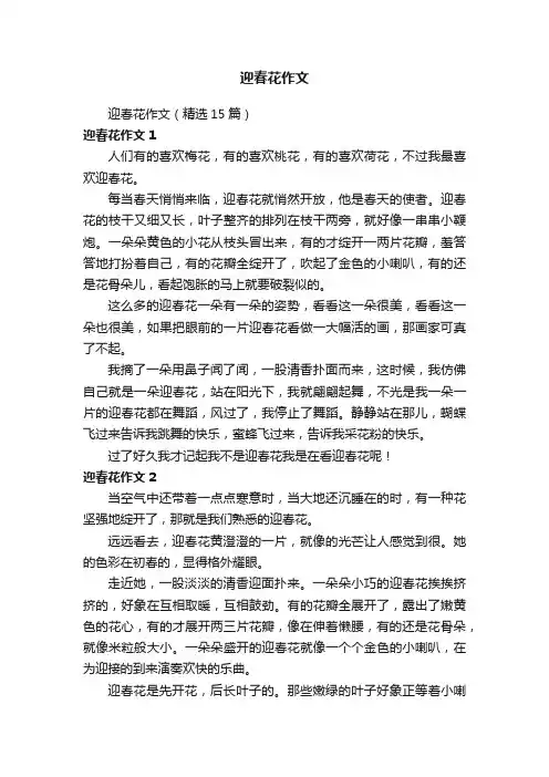 迎春花作文（精选15篇）