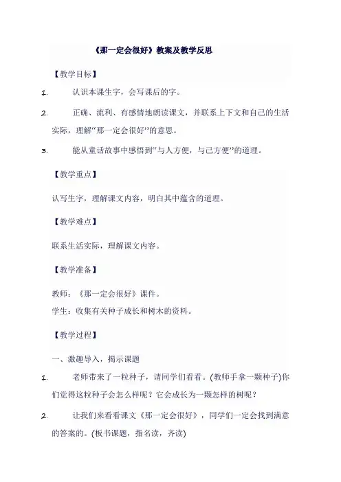 《那一定会很好》教案及教学反思