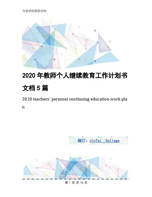 2020年教师个人继续教育工作计划书文档5篇