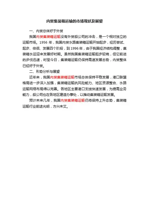 内贸集装箱运输的市场现状及展望