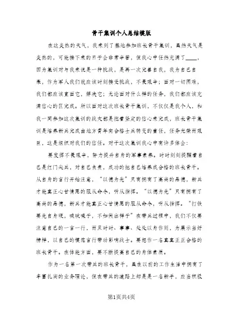 骨干集训个人总结模版（2篇）