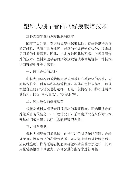 塑料大棚早春西瓜嫁接栽培技术