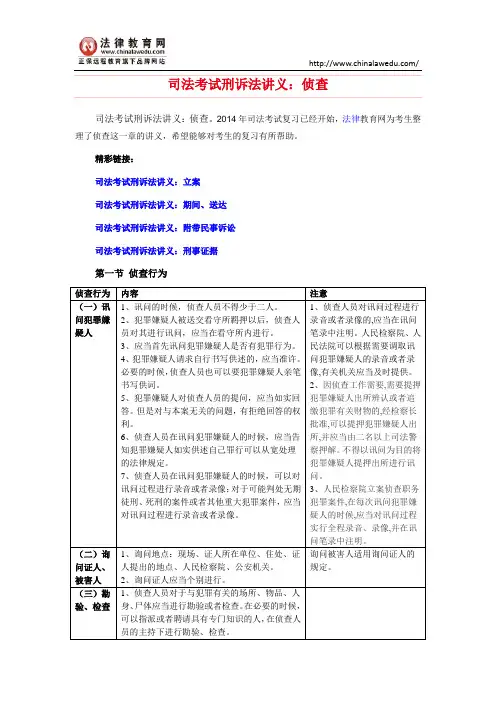 司法考试刑诉法讲义：侦查