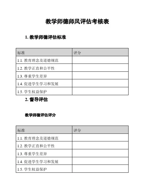 教学师德师风评估考核表