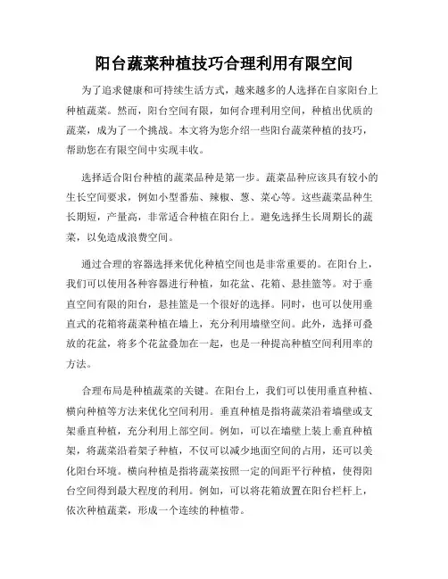 阳台蔬菜种植技巧合理利用有限空间