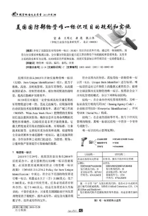 美国国防部物资唯一标识项目的规划和实施