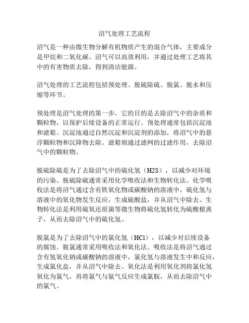 沼气处理工艺流程