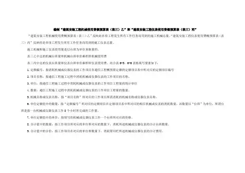 通信工程概预算课件：建筑安装工程仪器仪表使用费预概算表(表三)乙(表三)丙