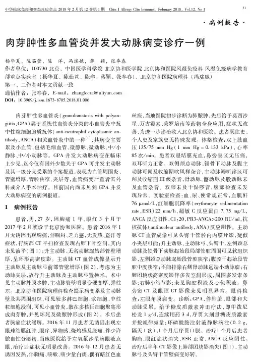 肉芽肿性多血管炎并发大动脉病变诊疗一例