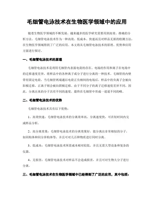 毛细管电泳技术在生物医学领域中的应用