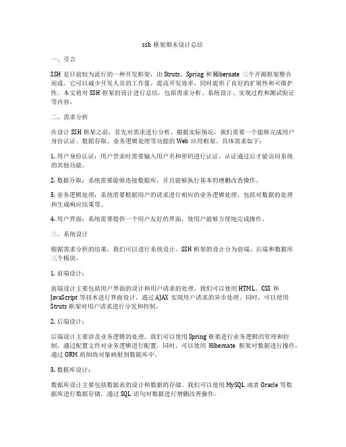 ssh框架期末设计总结