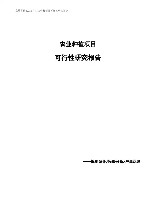 农业种植项目可行性研究报告