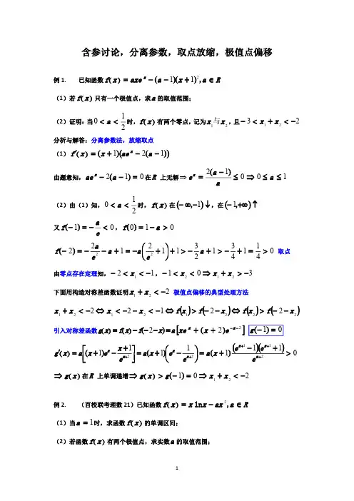 高中数学取点问题与极值点偏移30例