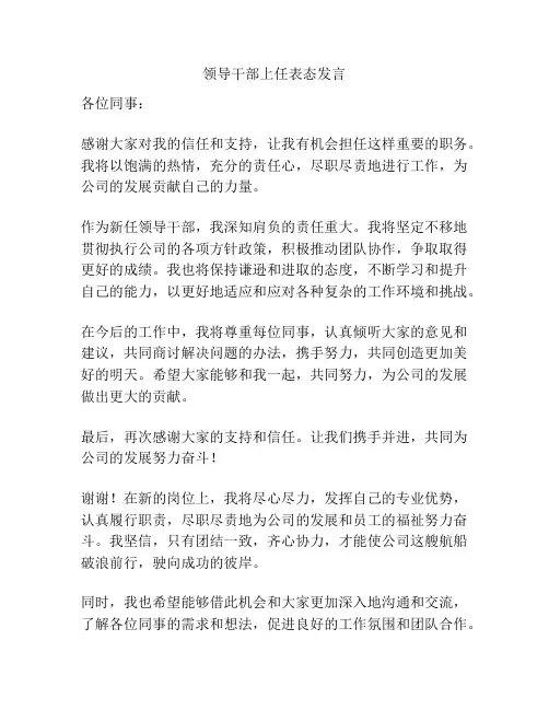领导干部上任表态发言