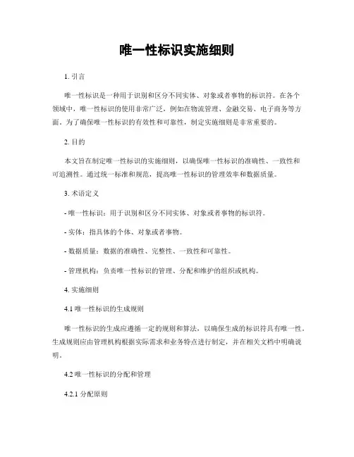 唯一性标识实施细则