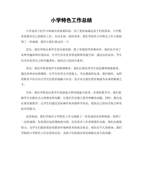 小学特色工作总结