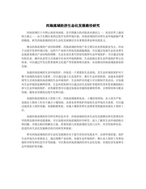 洱海流域经济生态化发展路径研究