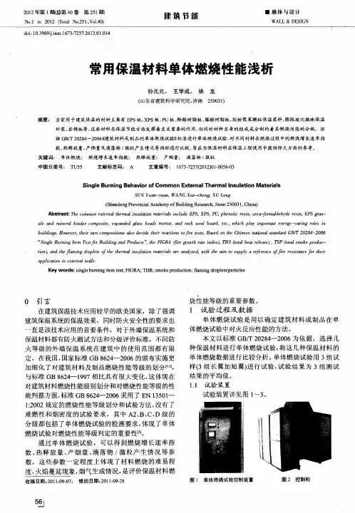 常用保温材料单体燃烧性能浅析