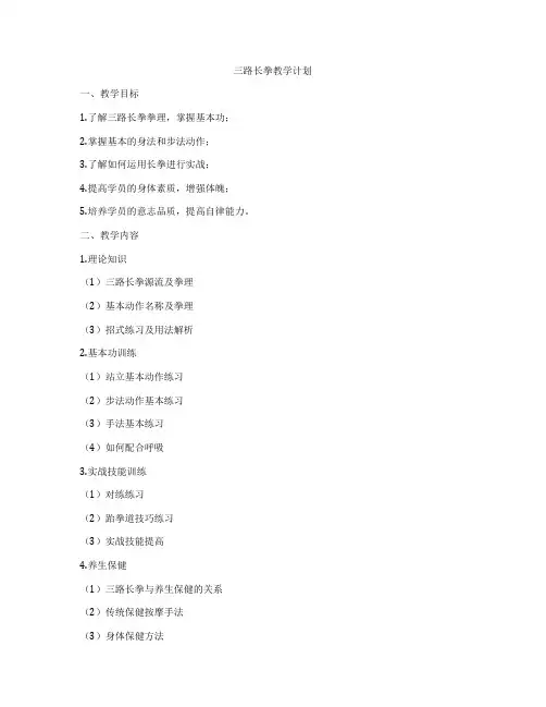 三路长拳教学计划