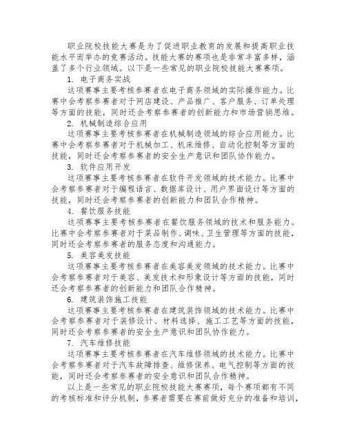 职业院校技能大赛赛项