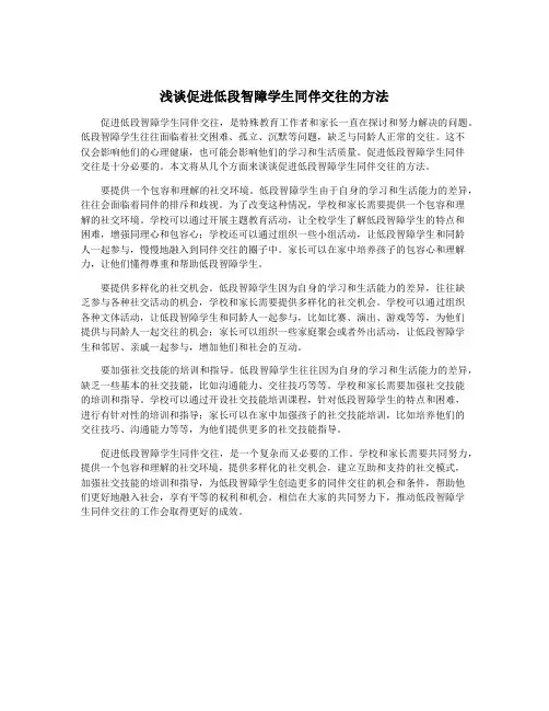 浅谈促进低段智障学生同伴交往的方法