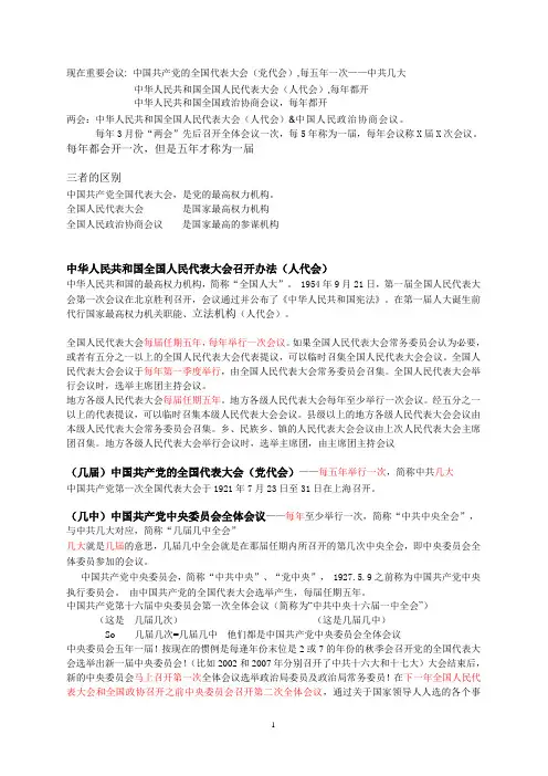 中华人民共和国重要会议及人大会议