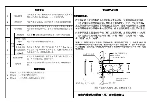 预制内墙板与结构墙(柱)连接推荐做法