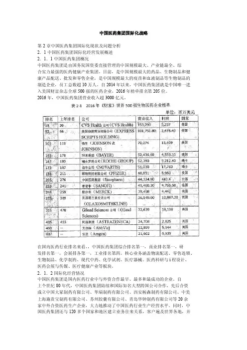 中国医药集团国际化战略