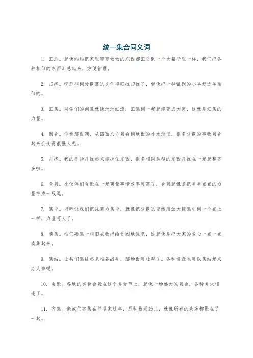 统一集合同义词