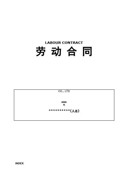 雇佣外国人劳动合同模板(中英文)(DOC20页)