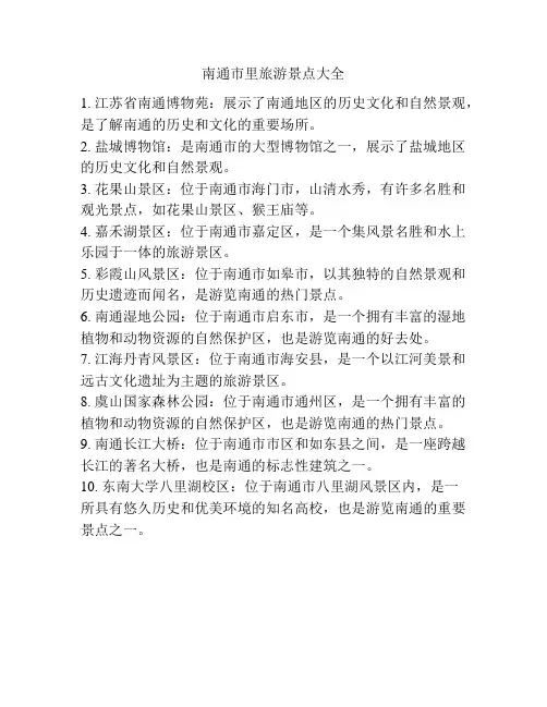 南通市里旅游景点大全