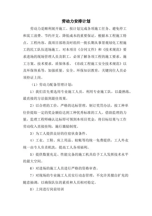 劳动力安排计划