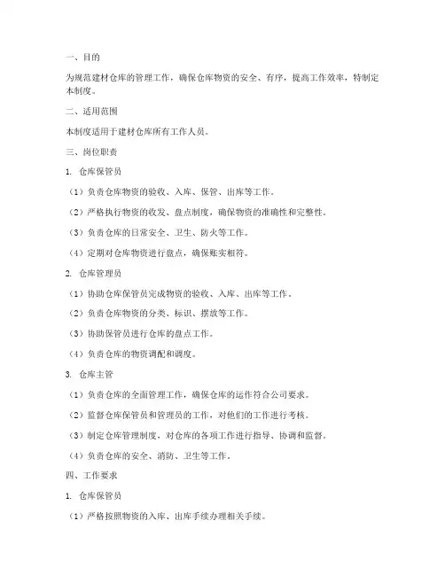 建材仓库人员管理制度范本