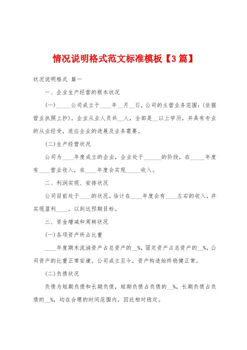 情况说明格式范文标准模板