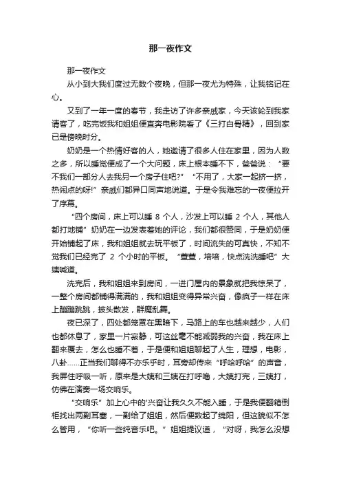 那一夜作文