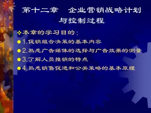 第12章  企业营销战略计划与控制过程