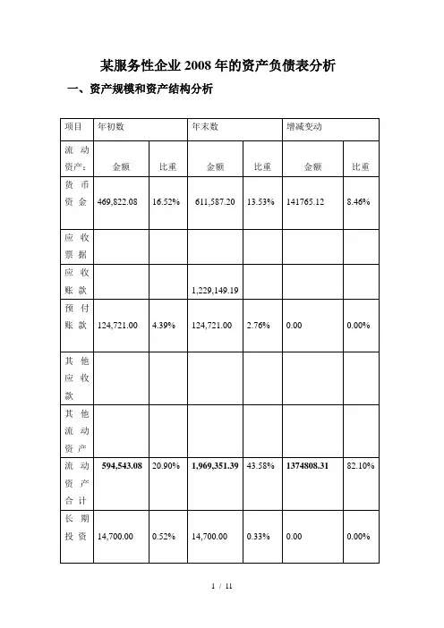 资产负债表分析报告(案例分析)