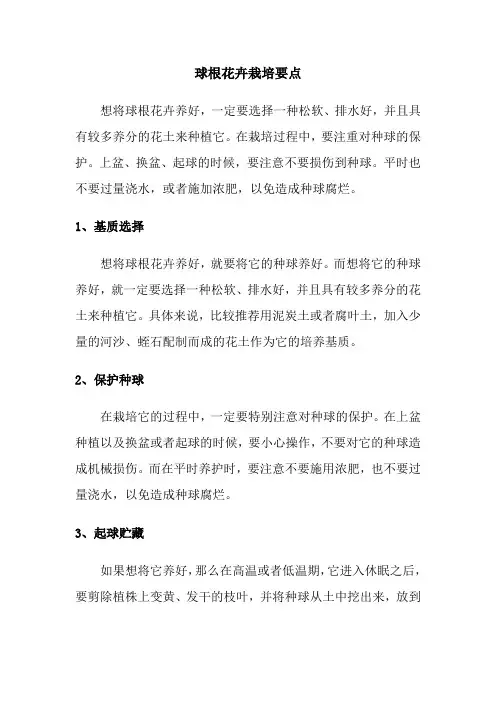 球根花卉栽培要点