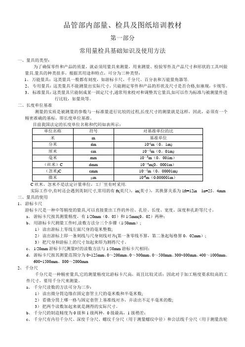 品管部内部量、检具及图纸培训教材