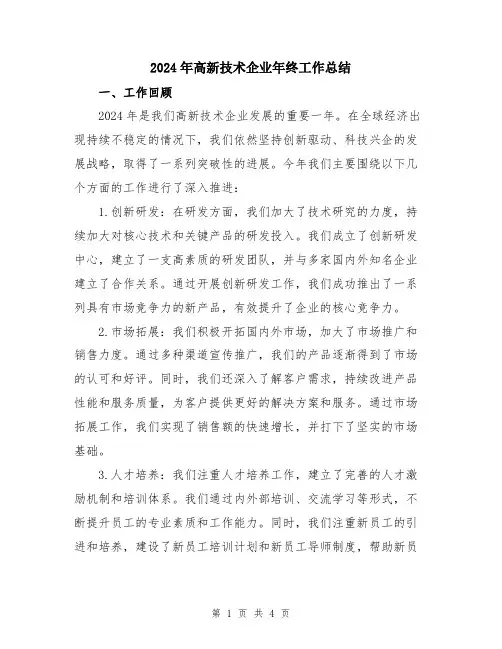 2024年高新技术企业年终工作总结