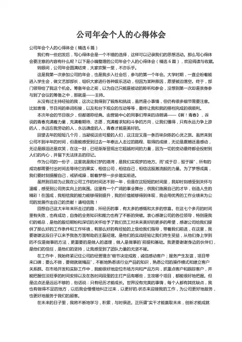 公司年会个人的心得体会（精选6篇）