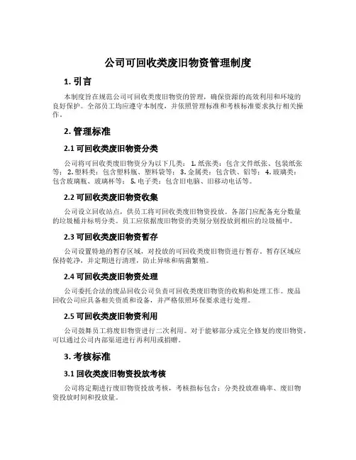 公司可回收类废旧物资管理制度