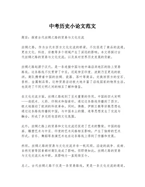 中考历史小论文范文
