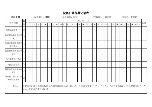 设备日常保养记录表10月-3月