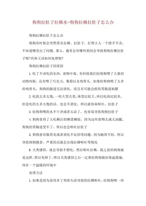 狗狗拉肚子拉稀水-狗狗拉稀拉肚子怎么办