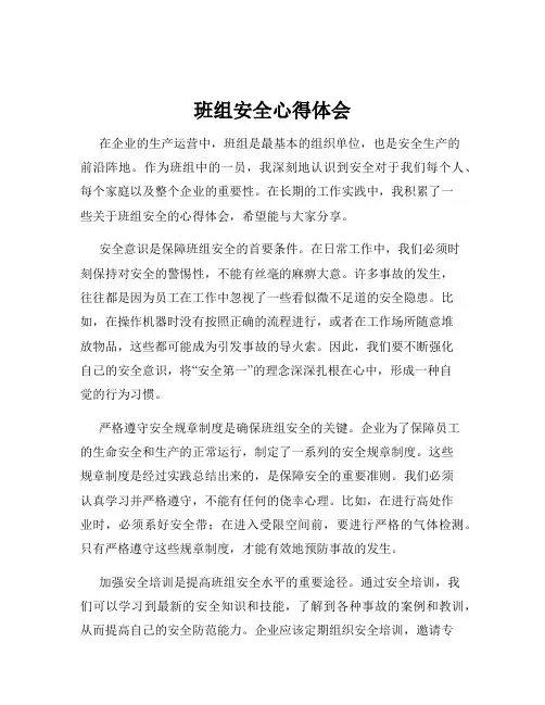 班组安全心得体会