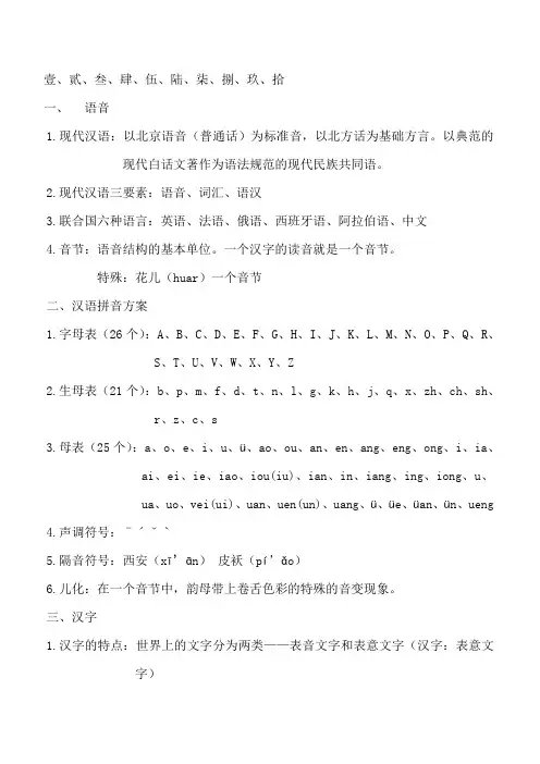 拼音汉字总结