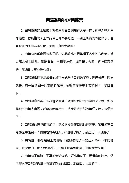 自驾游的心得感言