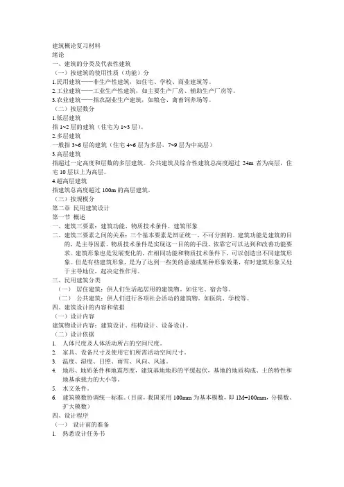 同济大学建筑学考研建筑概论复习材料